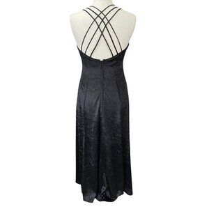 Vintage Strappy Velvet Maxi Dress 90s Black Whimsigoth Hoco Dark Romantic Y2K-5